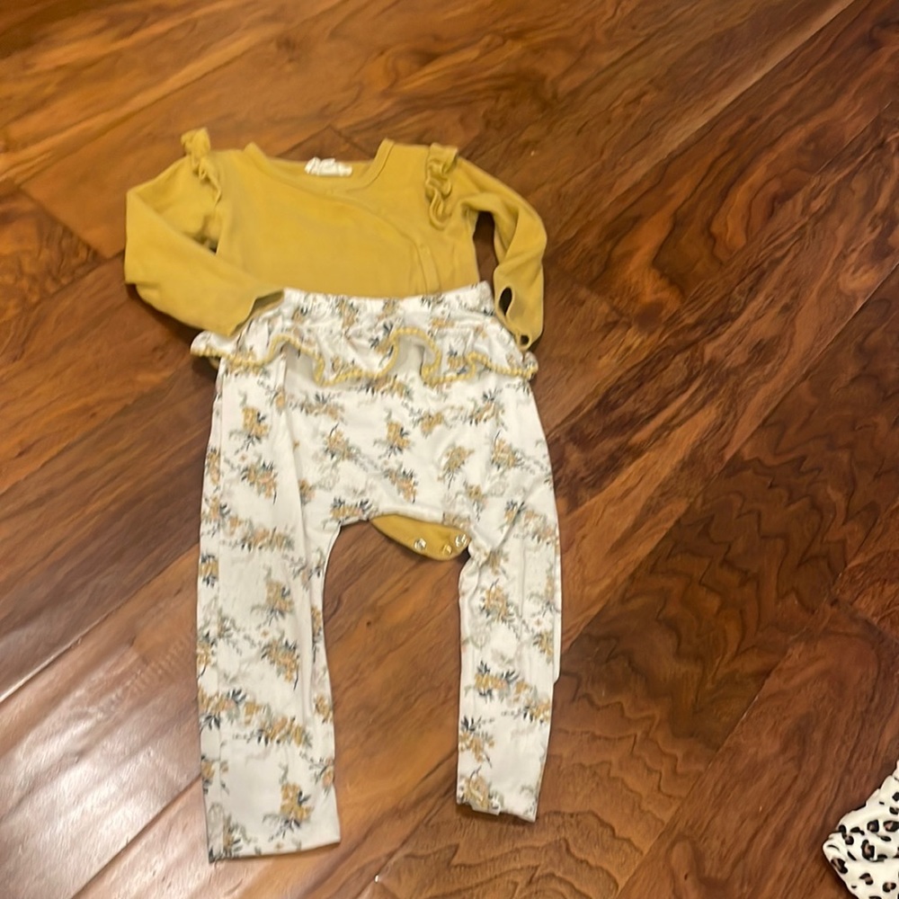 Jessica Simpson matching set with ruffle onesie and ruffle harem jogger pant